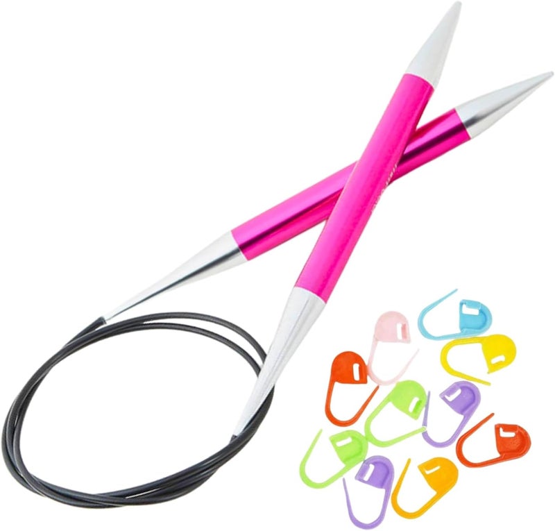 Knit Pro Zing Circular Knitting Needles 24 inch, Size 15 (60cm, 10.00mm) with 10 Colorful Stitch Markers - Image 1